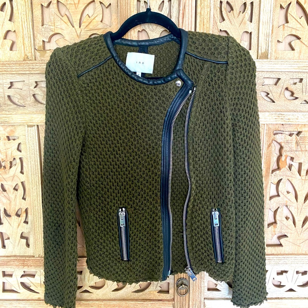 Iro Olive Jacket.  Leather Details, SHW